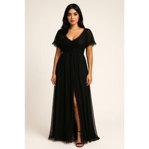 Vintage TOSCA Women Sheer Babydoll Lace Dress Small Black Dark Ethereal Romantic